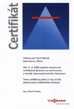 Certifikát VIESSMANN